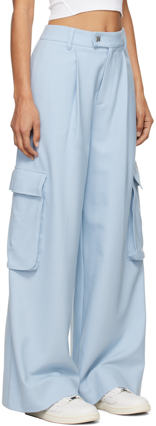 Shop Amiri Pleated Wide-leg Cargo Pants In White