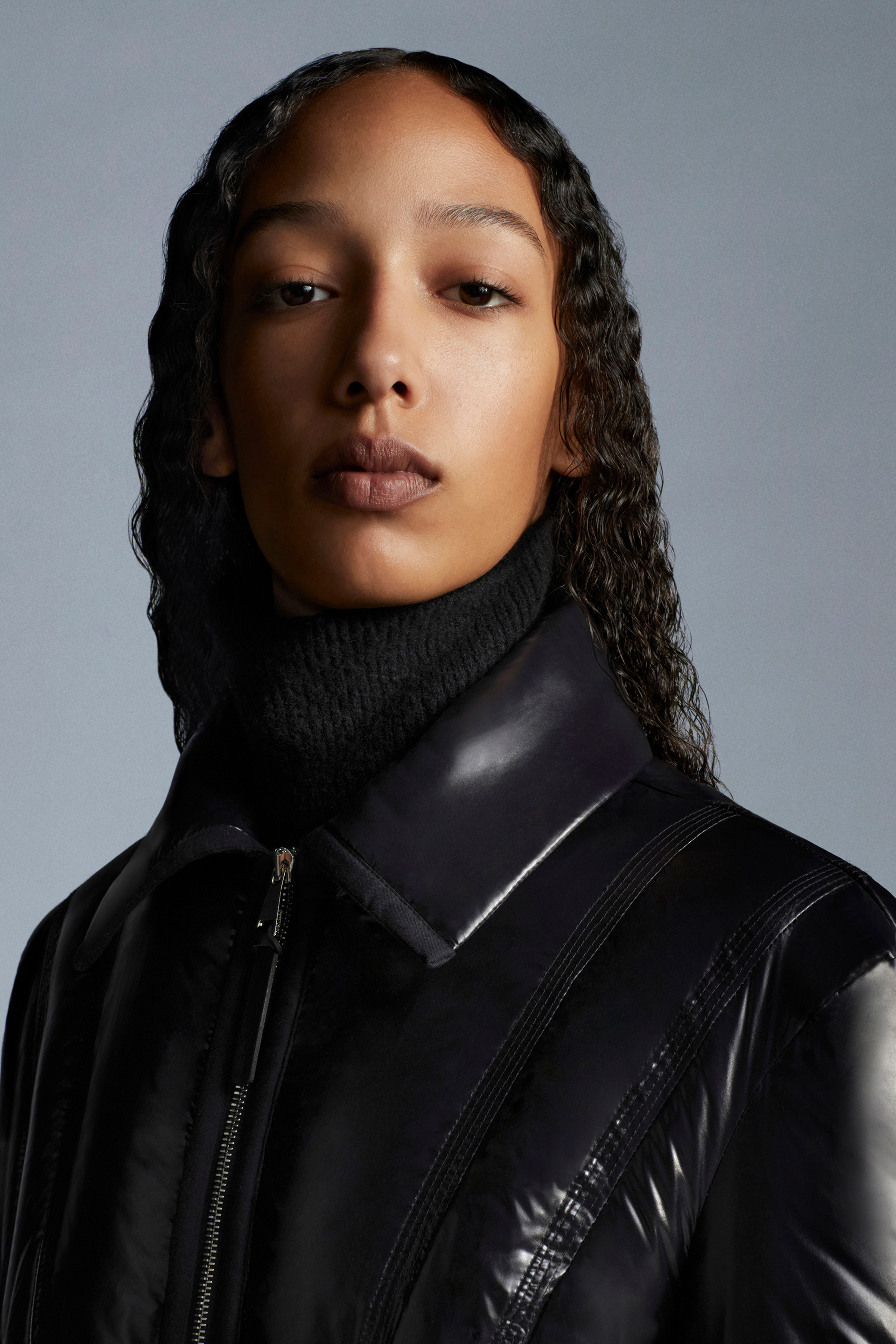 Moncler Long Down Jacket In Black