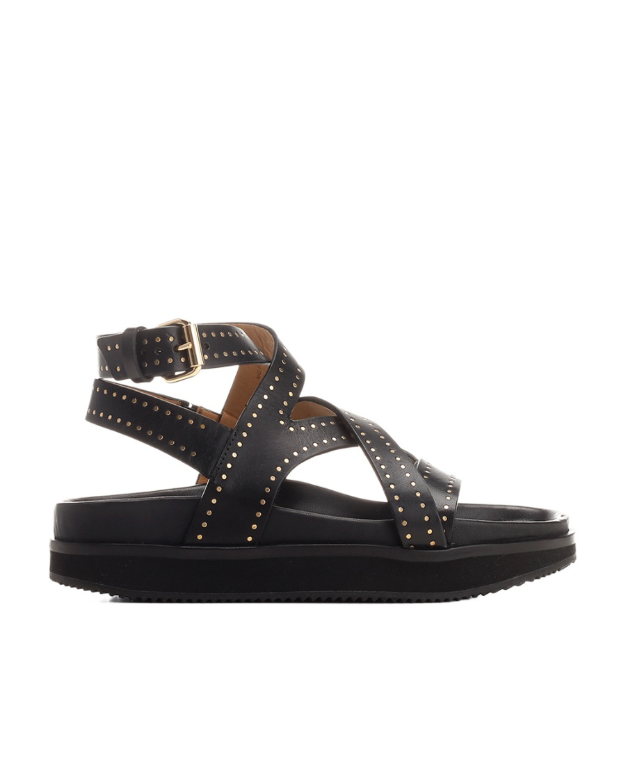 Isabel Marant Logo Flat Sandals In Black