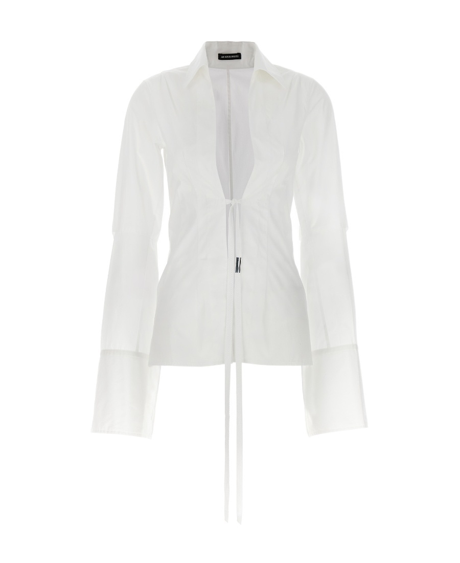 Ann Demeulemeester White Cotton Linsey Blouse In White