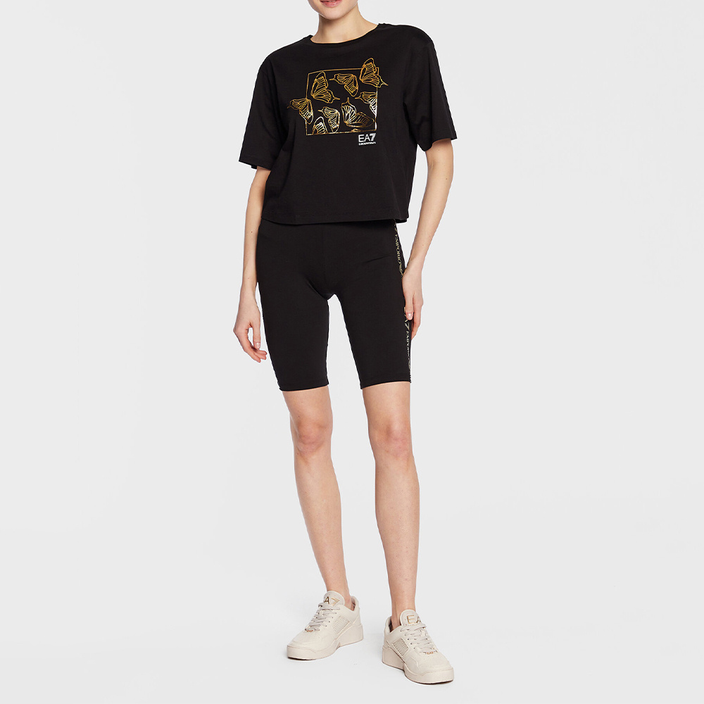 Ea7 T-shirt With Round Neck And Short Sleeves In Black