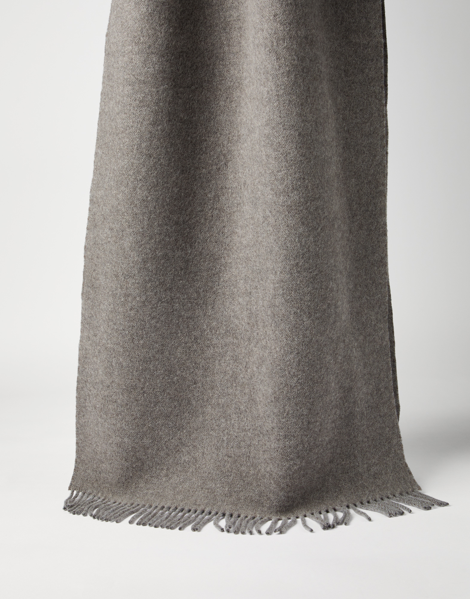 Brunello Cucinelli Hooded Fringed Poncho In Gray