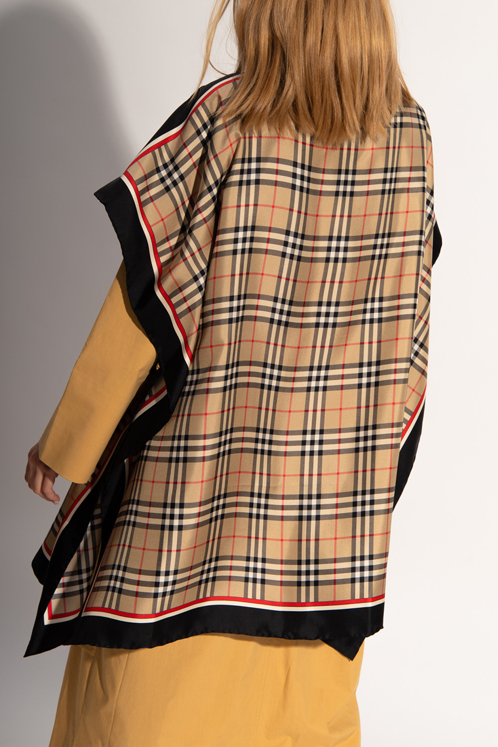 Burberry Vintage Check-print Silk Cape In Nude