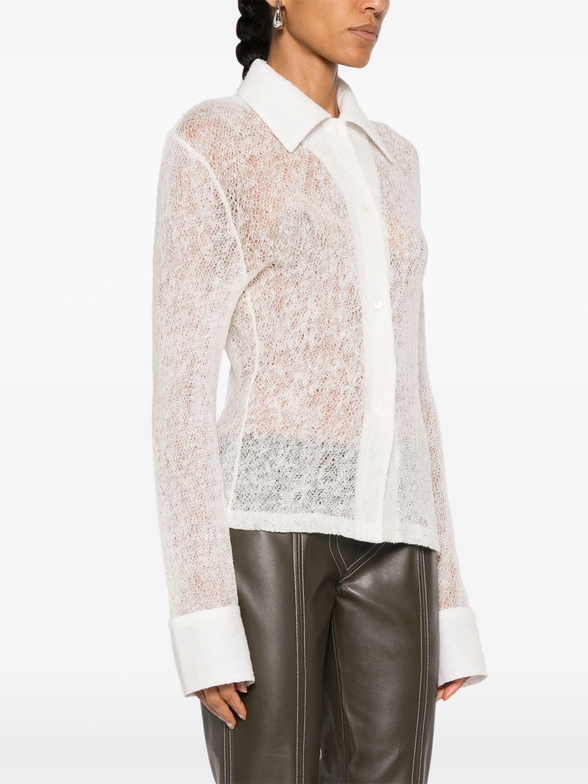 Séfr Thelma Open Knit Wool Shirt In White