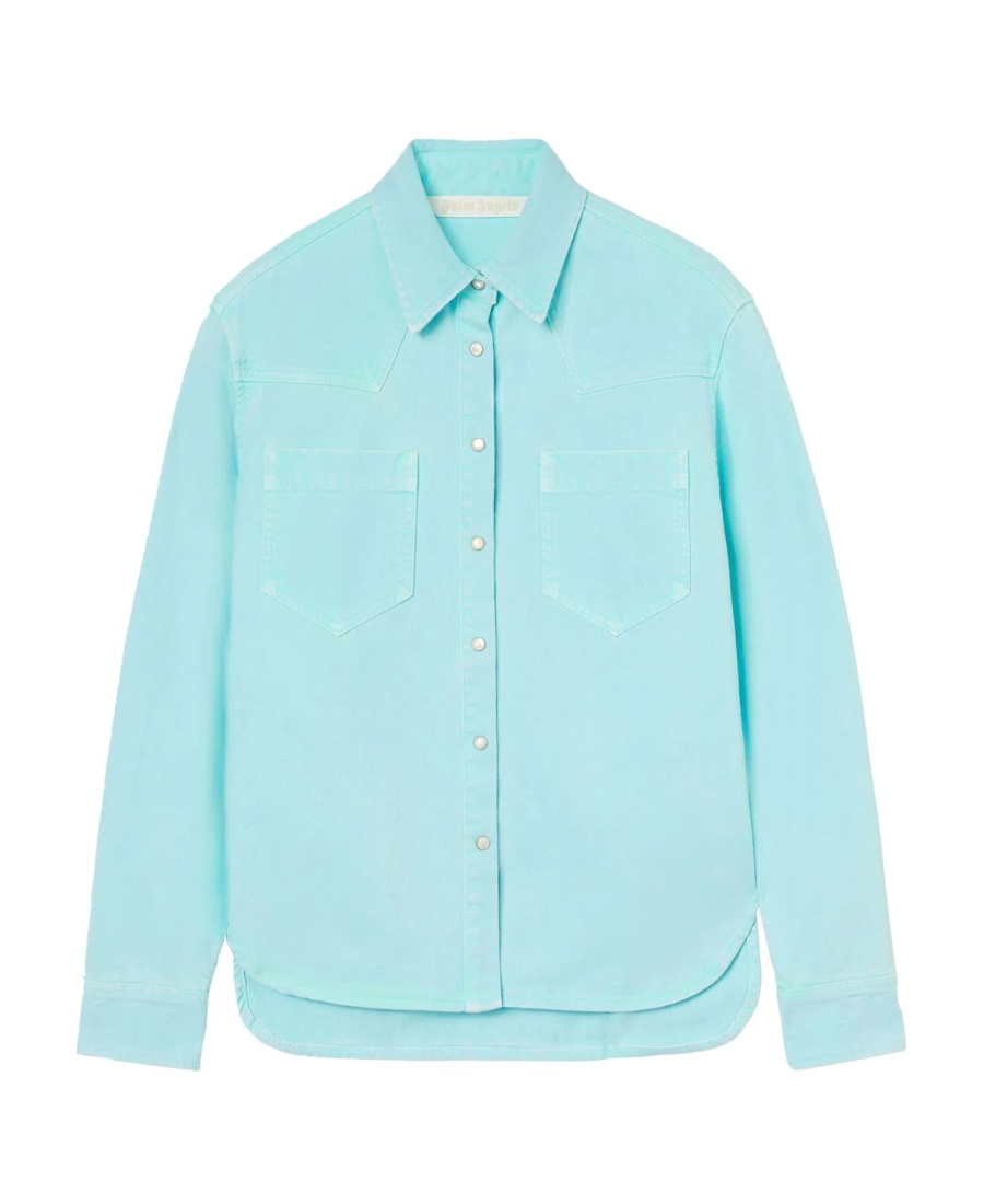 Palm Angels Button-front Shirt Jacket In Blue