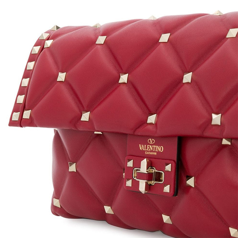 Valentino Garavani Candystud Shoulder Bag In Red