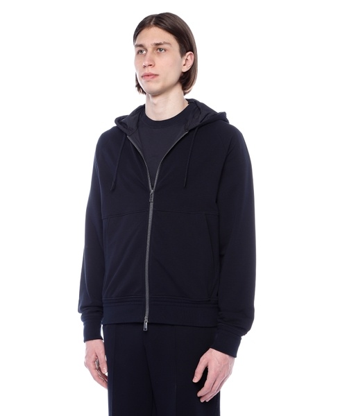 Shop Zegna Zip-up Hooded Jacket In Black