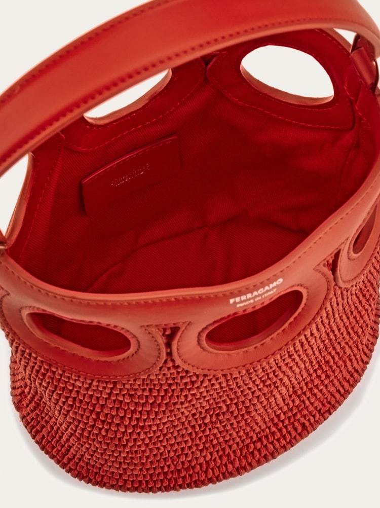 Ferragamo Gancini Outline Bucket Bag (xs) In Red