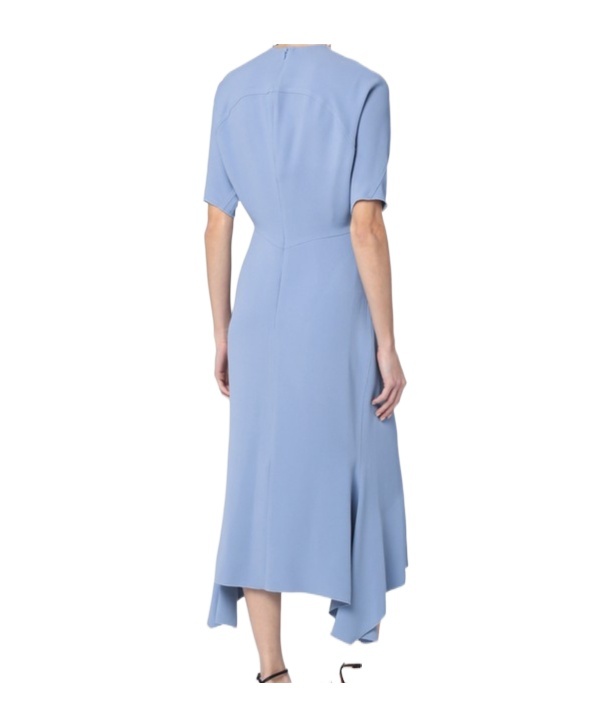 Victoria Beckham Womens Flared Short-sleeves Stretch-woven Blend Midi Dress Bluebell In Blue