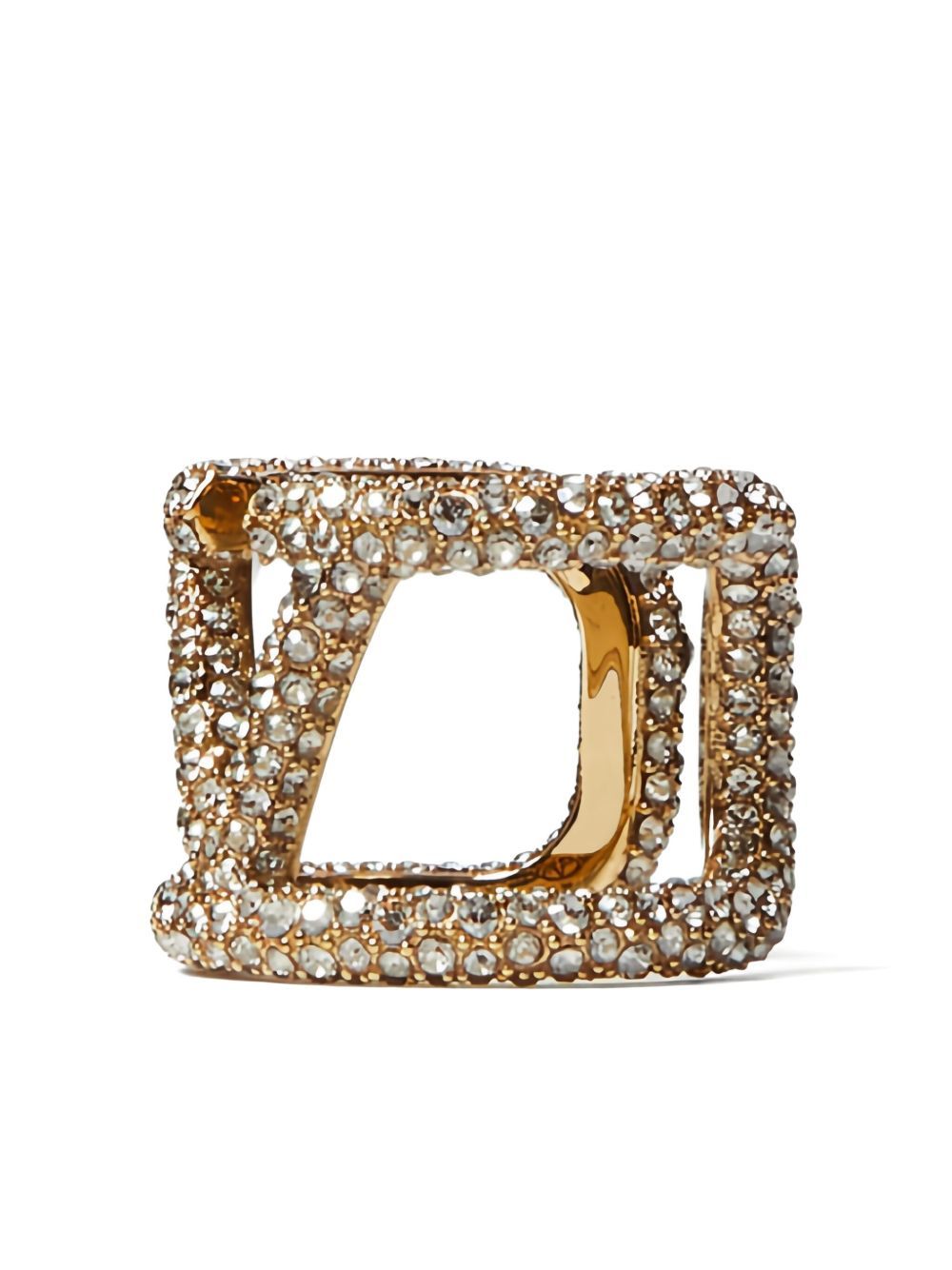 Valentino Crystal-embellished Vlogo Ring In White