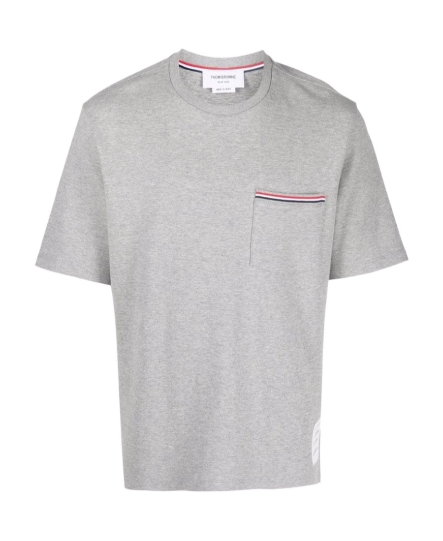Thom Browne Tricolor Detail T-shirt - Grey In Gray