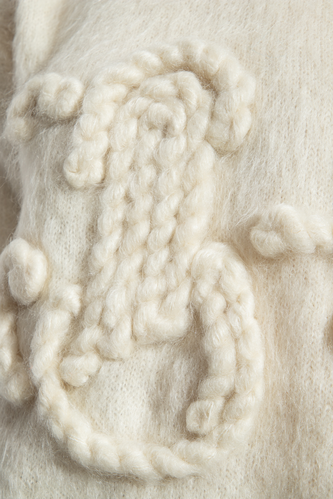 Jil Sander Embroidered Mohair Blend Knit Sweater In White