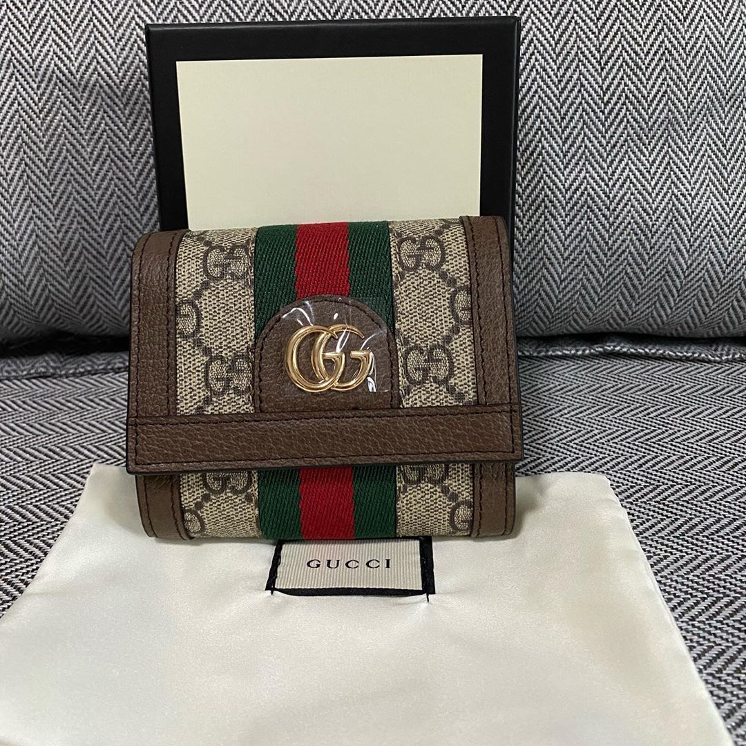 Gucci Ophidia Gg French Flap Wallet In Green