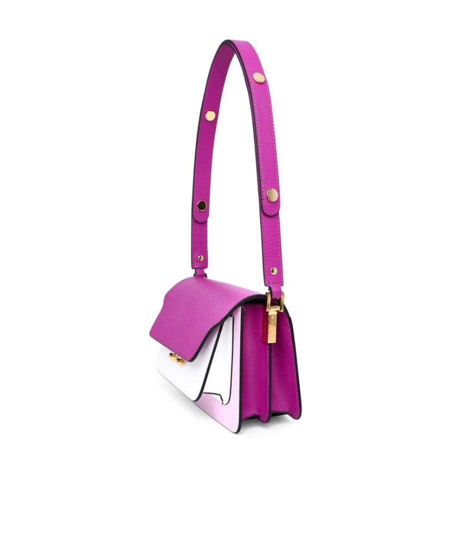 Marni Trunk Shoulder Bag In Multicolor Leather In Pink