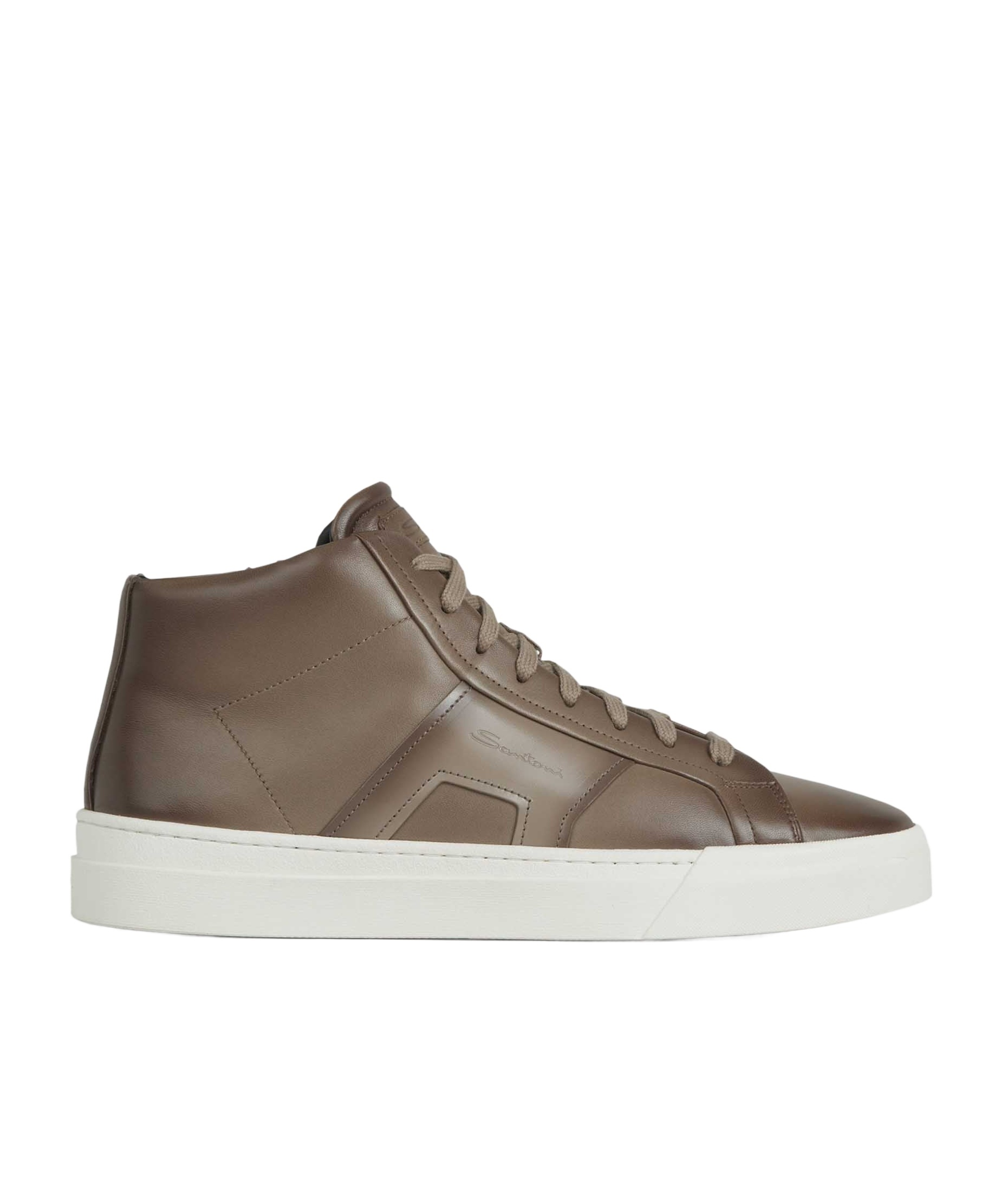 Santoni Logo-print High-top Sneakers In Brown