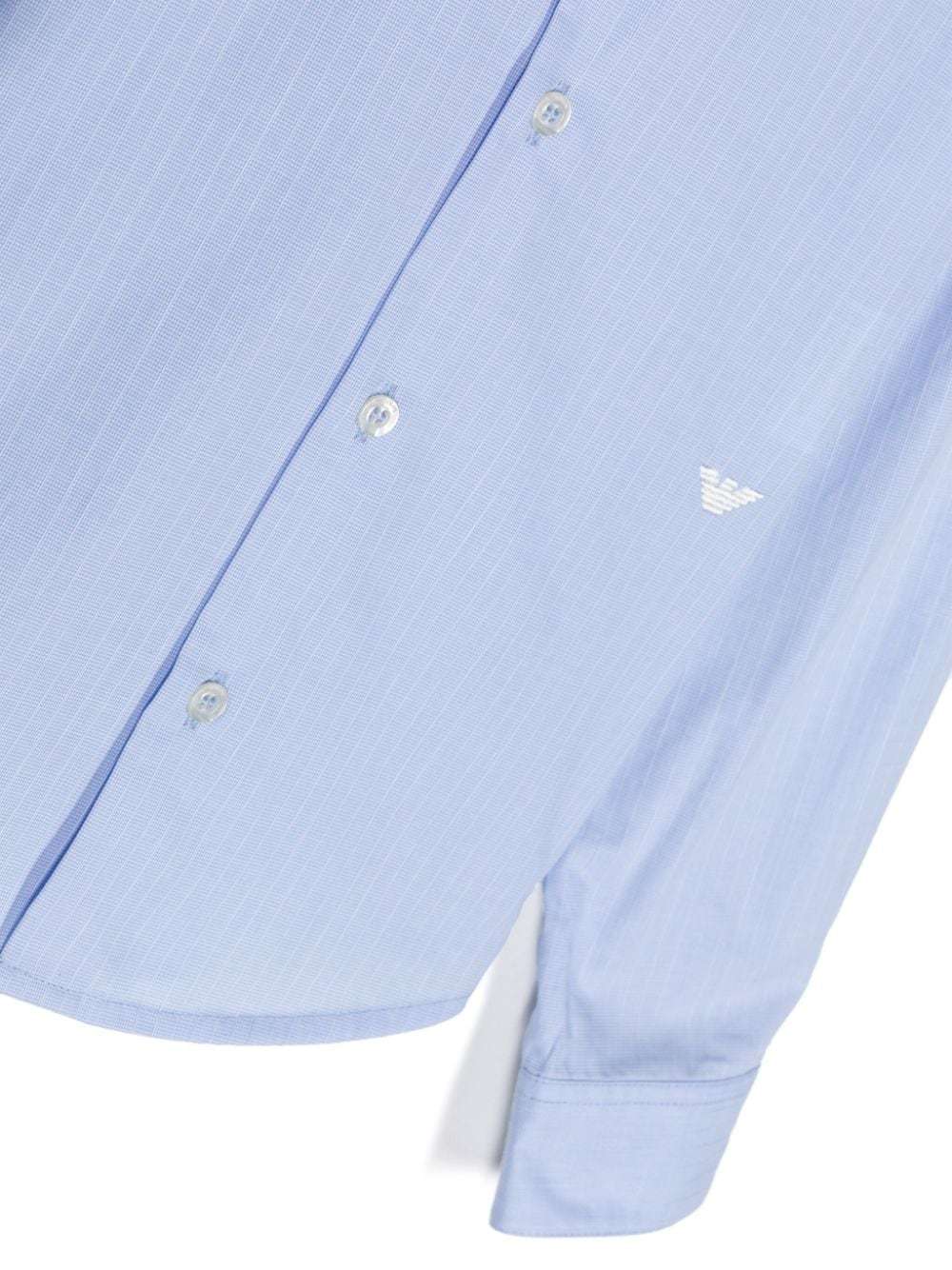 Emporio Armani Embroidered-logo Cotton Shirt In Blue