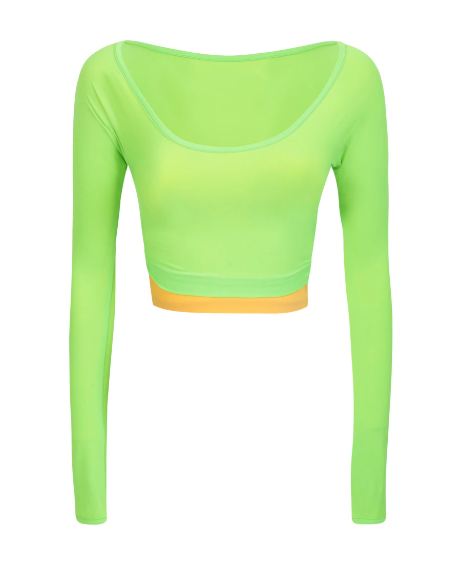 Sunnei Tablespoon Collar Layered Short T-shirt In Green