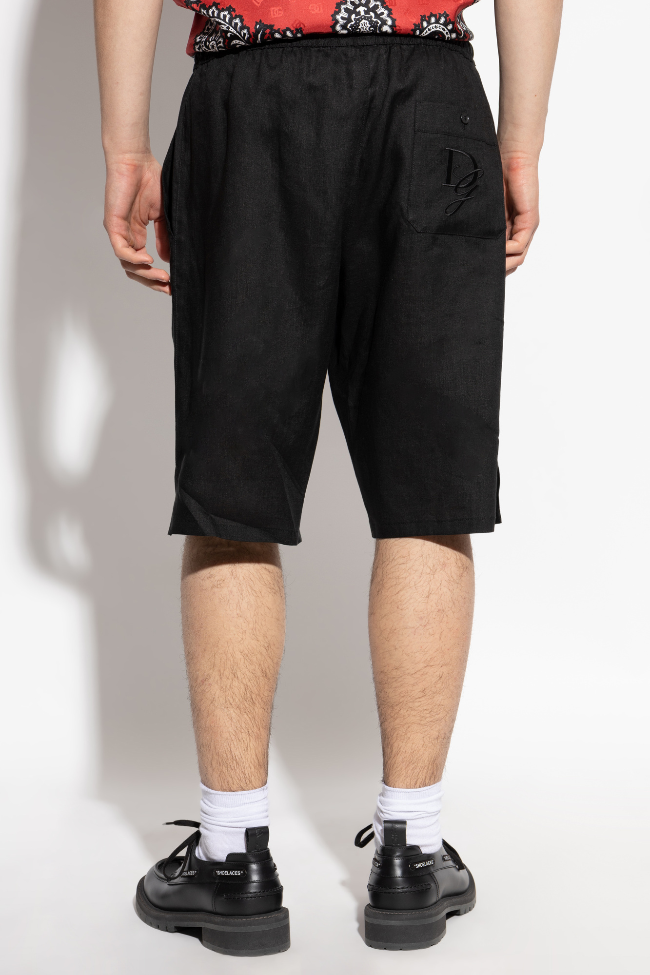 Dolce & Gabbana Drawstring-waist Cotton-blend Track Shorts In Black