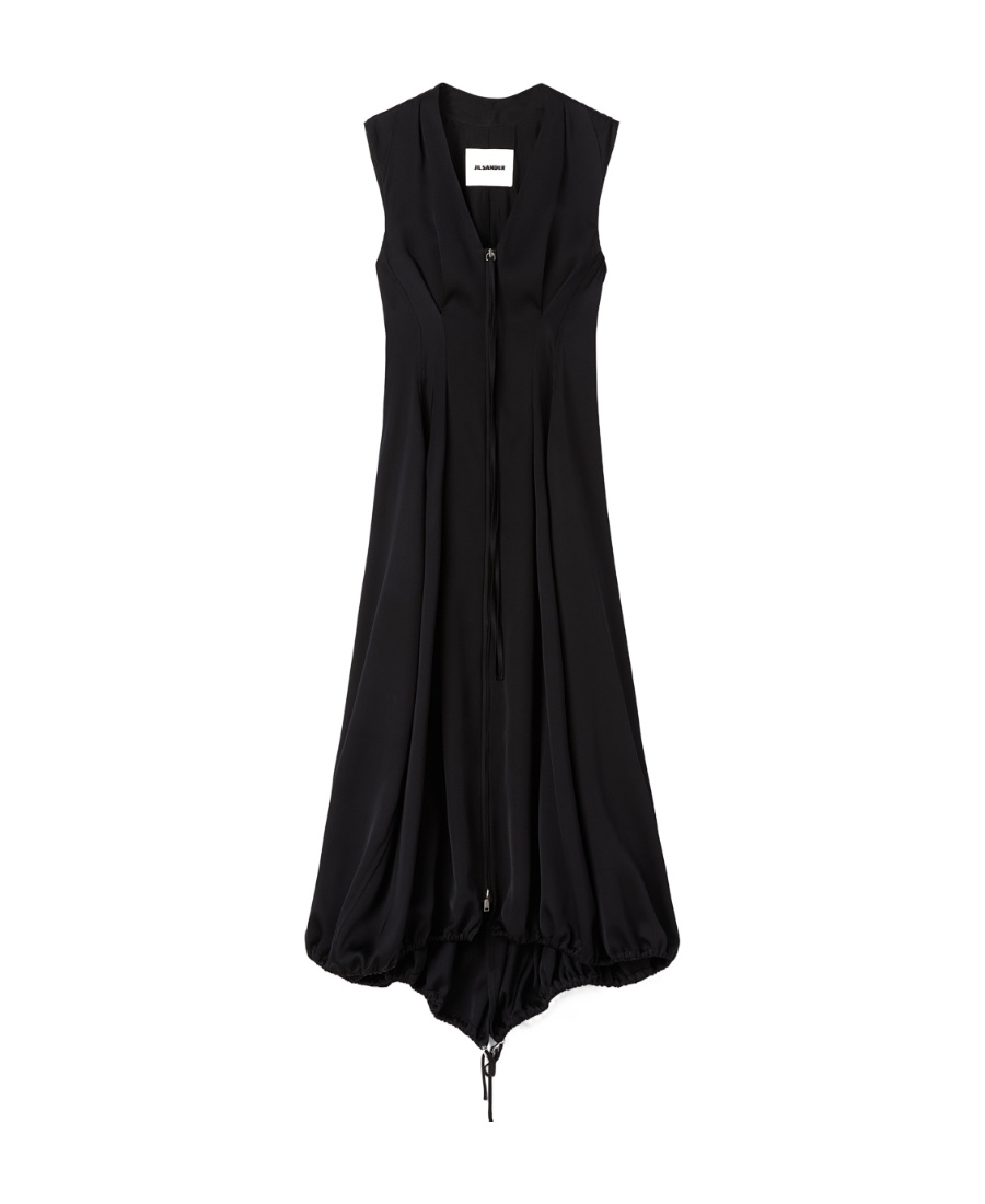 Jil Sander Pleated Fitted Dress In Black