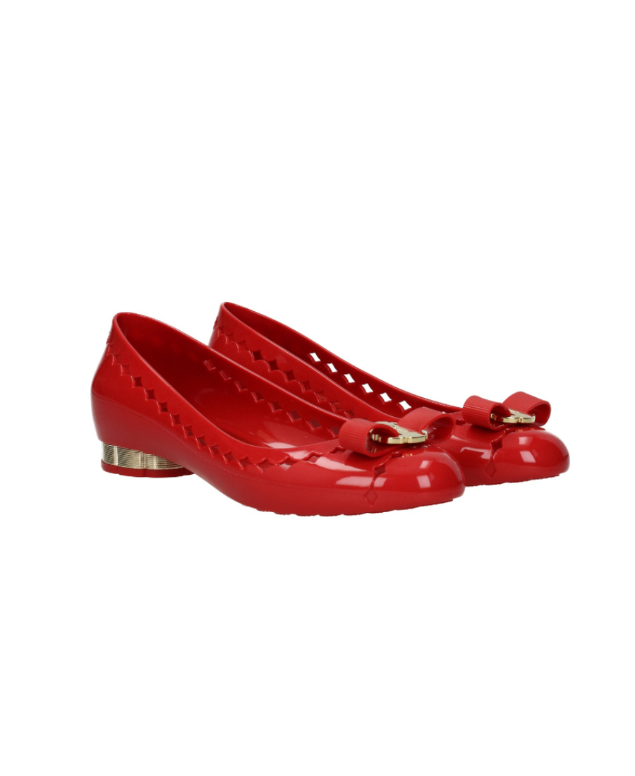 Ferragamo Butterfly Hollowed-out Detail Ballet Shoes In Red