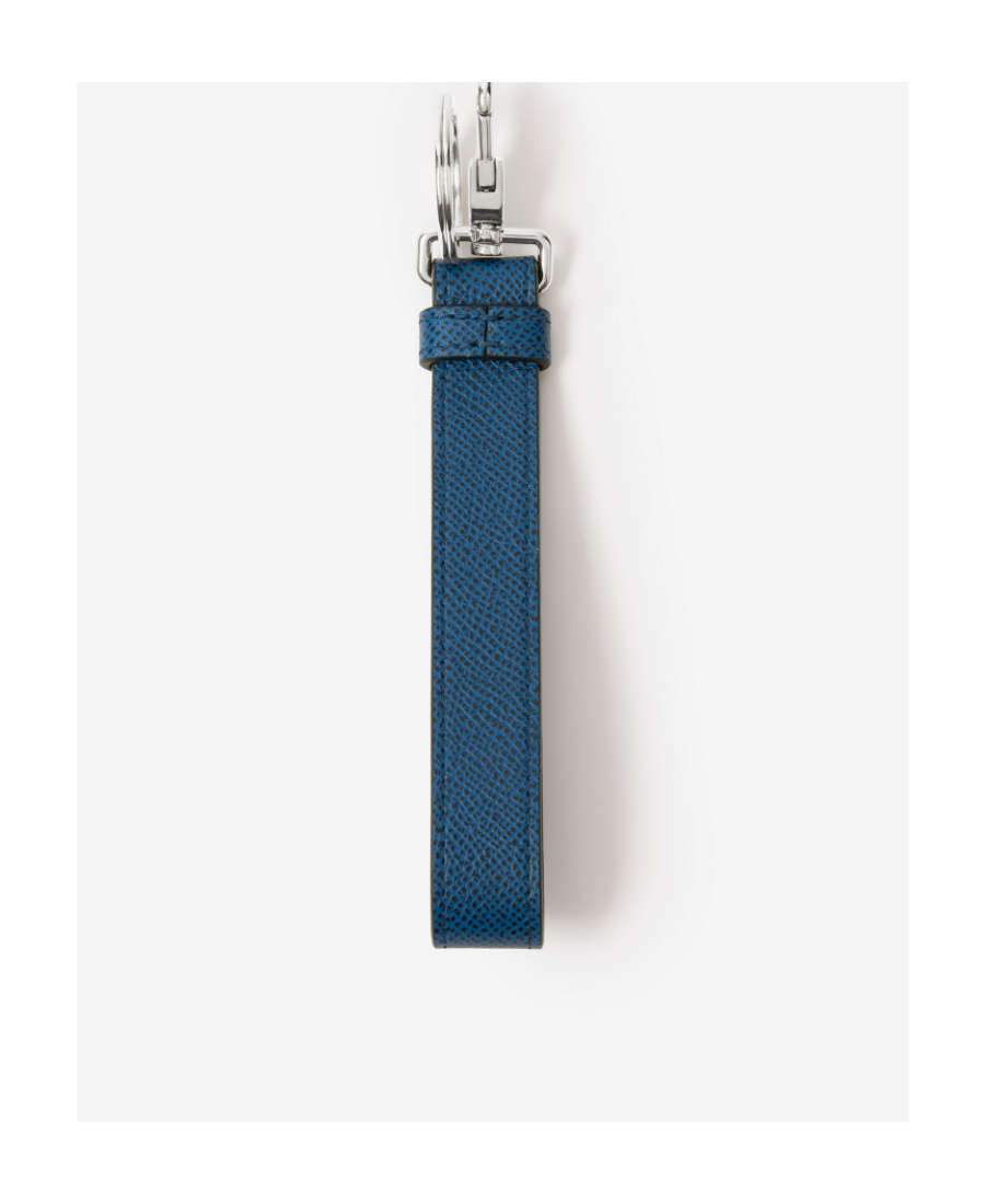 Burberry Textured Logo-plaque Keychain In Blue