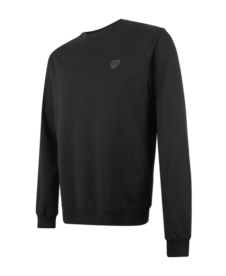 Ea7 Logo Round Neck Sweater In Black