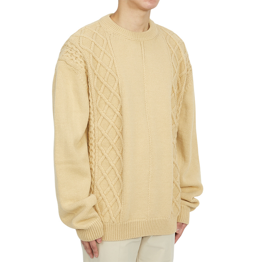 Family First Round Neck Long-sleeved Sweater In Nude