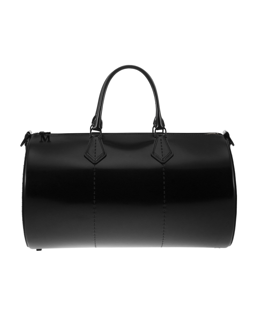 Max Mara Black Leather Brushedrolll Handbag In Black