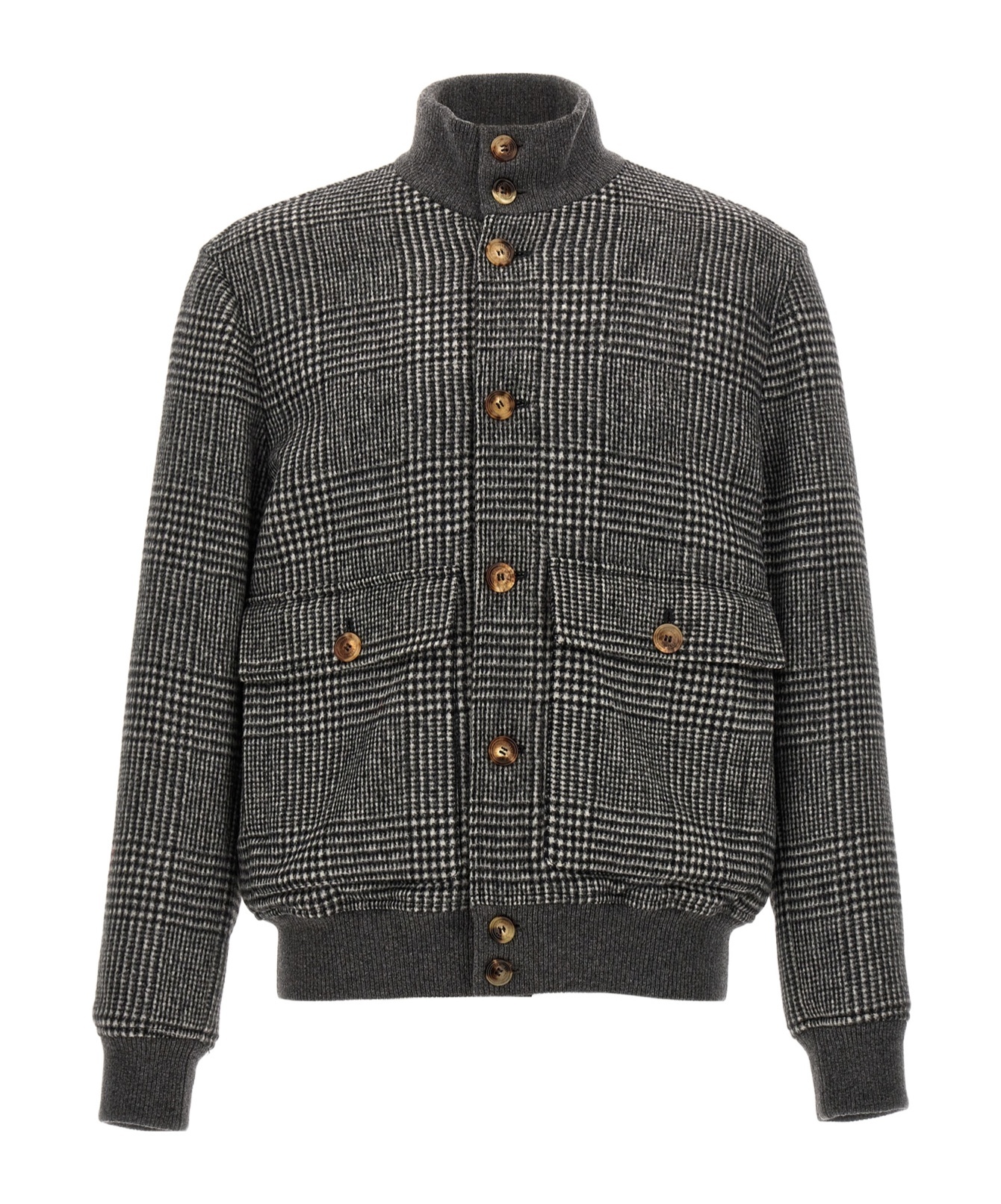 Brunello Cucinelli Check Bomber Jacket In Black