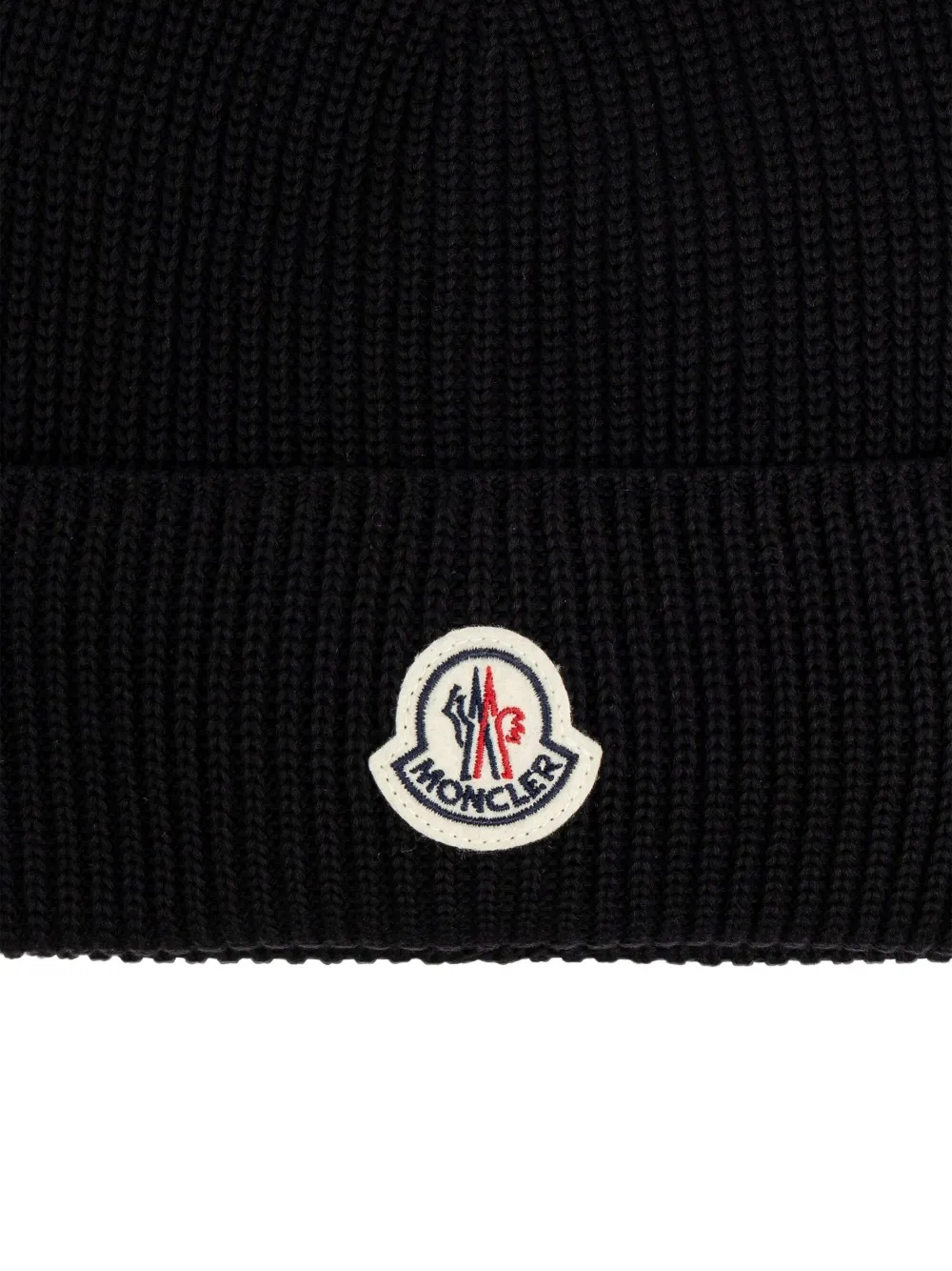 Moncler Ribbed Texture Wool Hat Winter Style In Black
