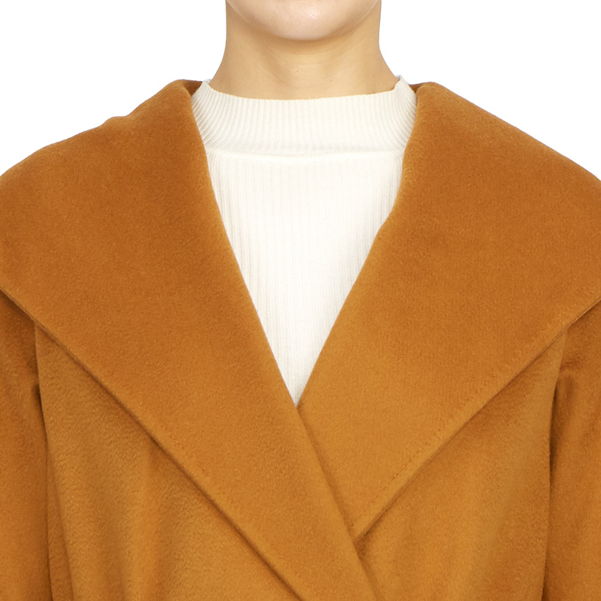 Max Mara Long-sleeved Lace-up Coat In Orange