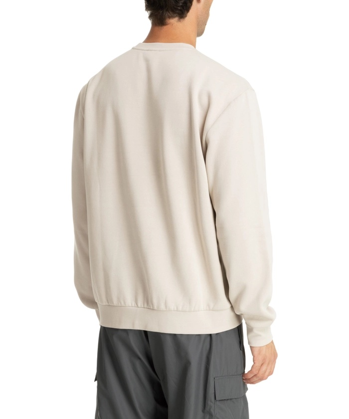 Ea7 Visibility Crew-neck Cotton Sweatshirt In White