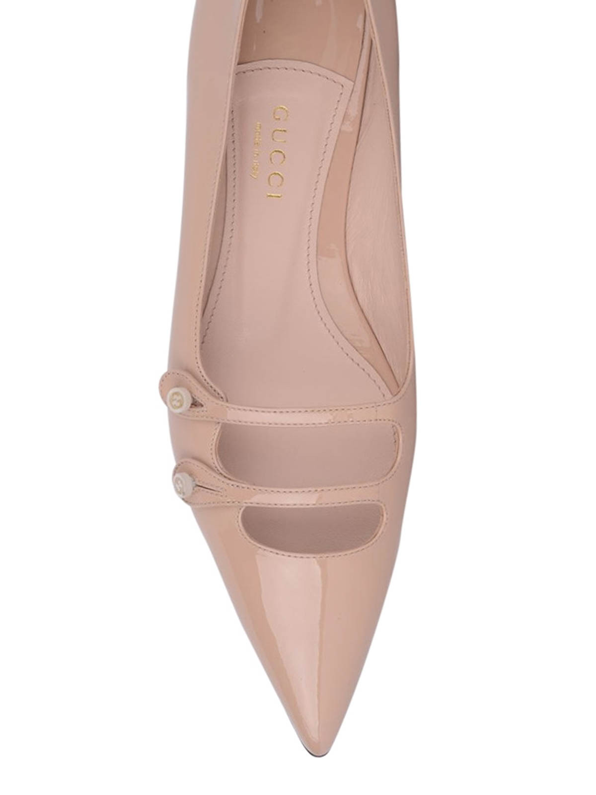 Gucci Logo Button Flat Shoes In Pink