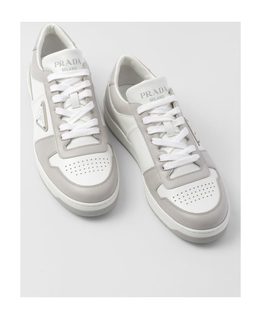 Prada Leather Sneakers Downtown Two-tone Silhouette In White