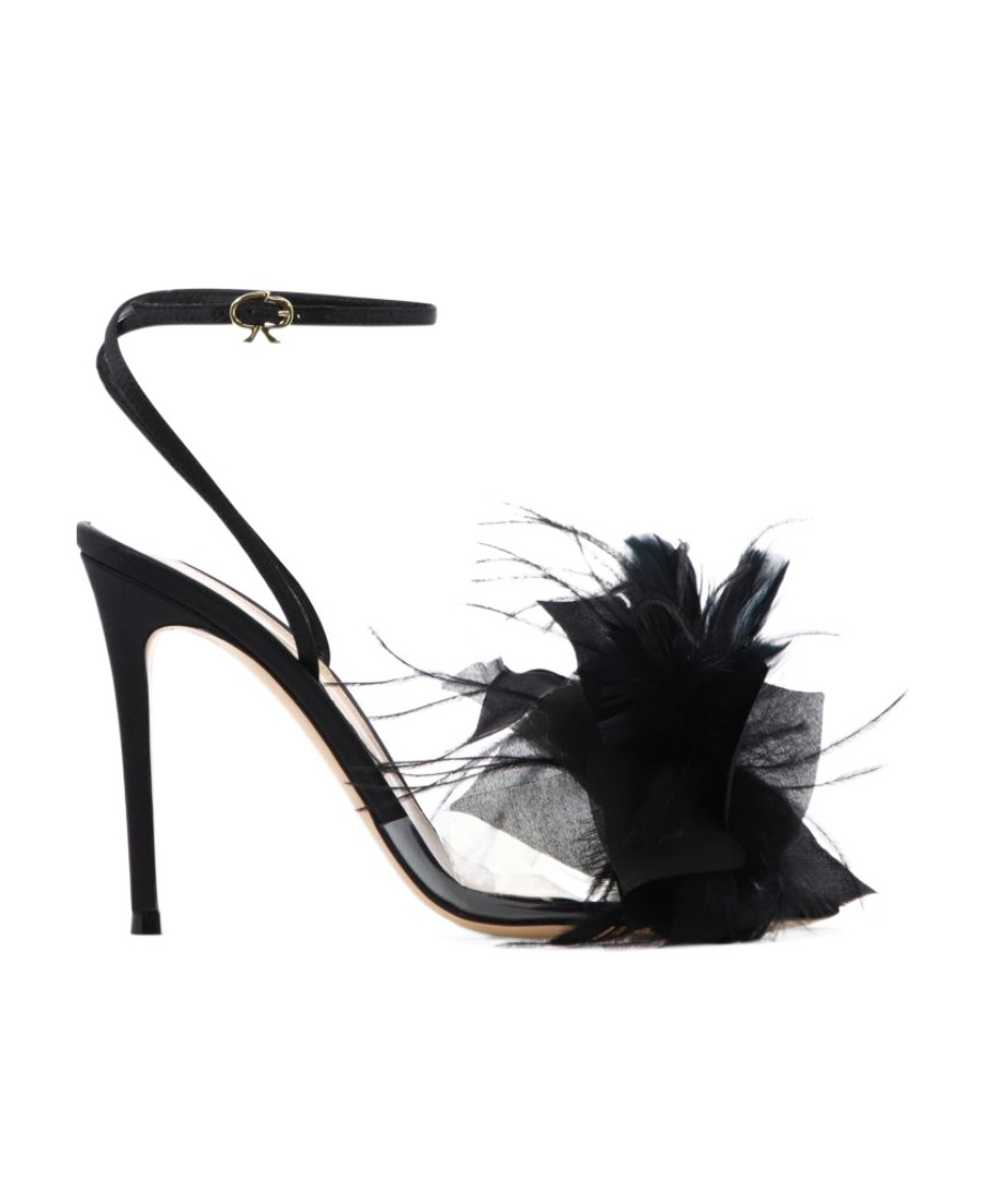 Gianvito Rossi Ynez 105mm Feather-embellished Sandals In Black