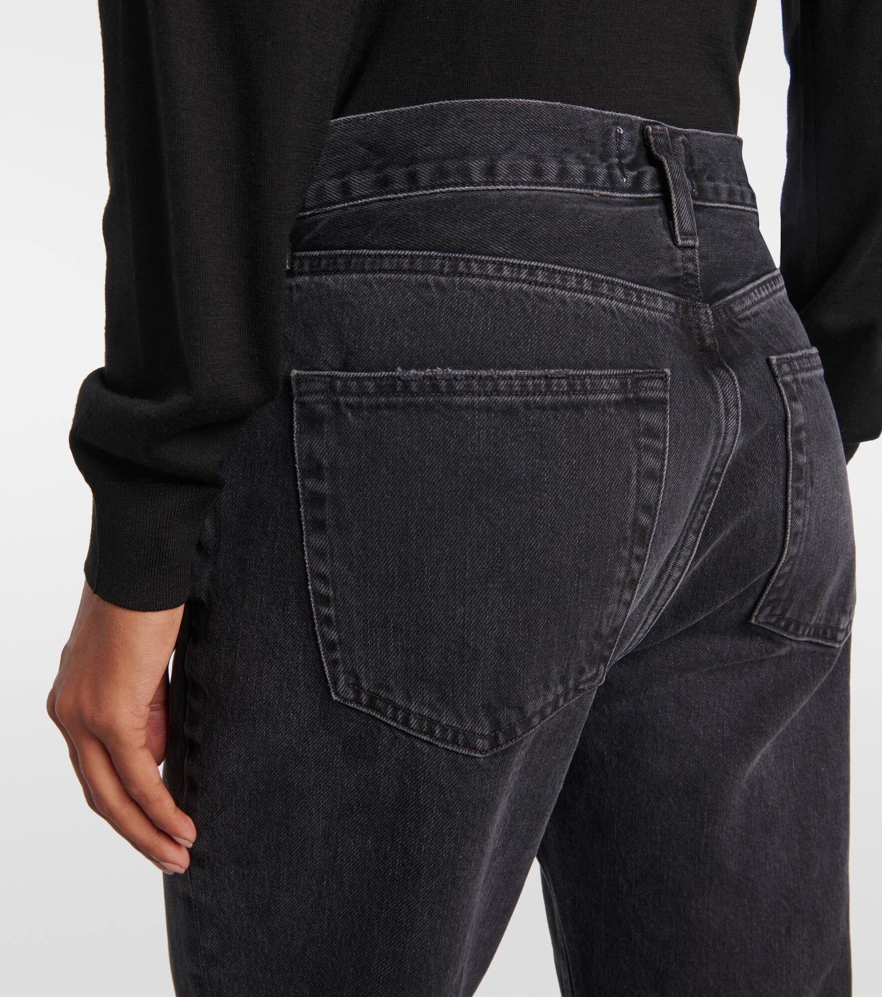 Agolde Valen Mid-rise Straight-leg Denim Trousers In Black