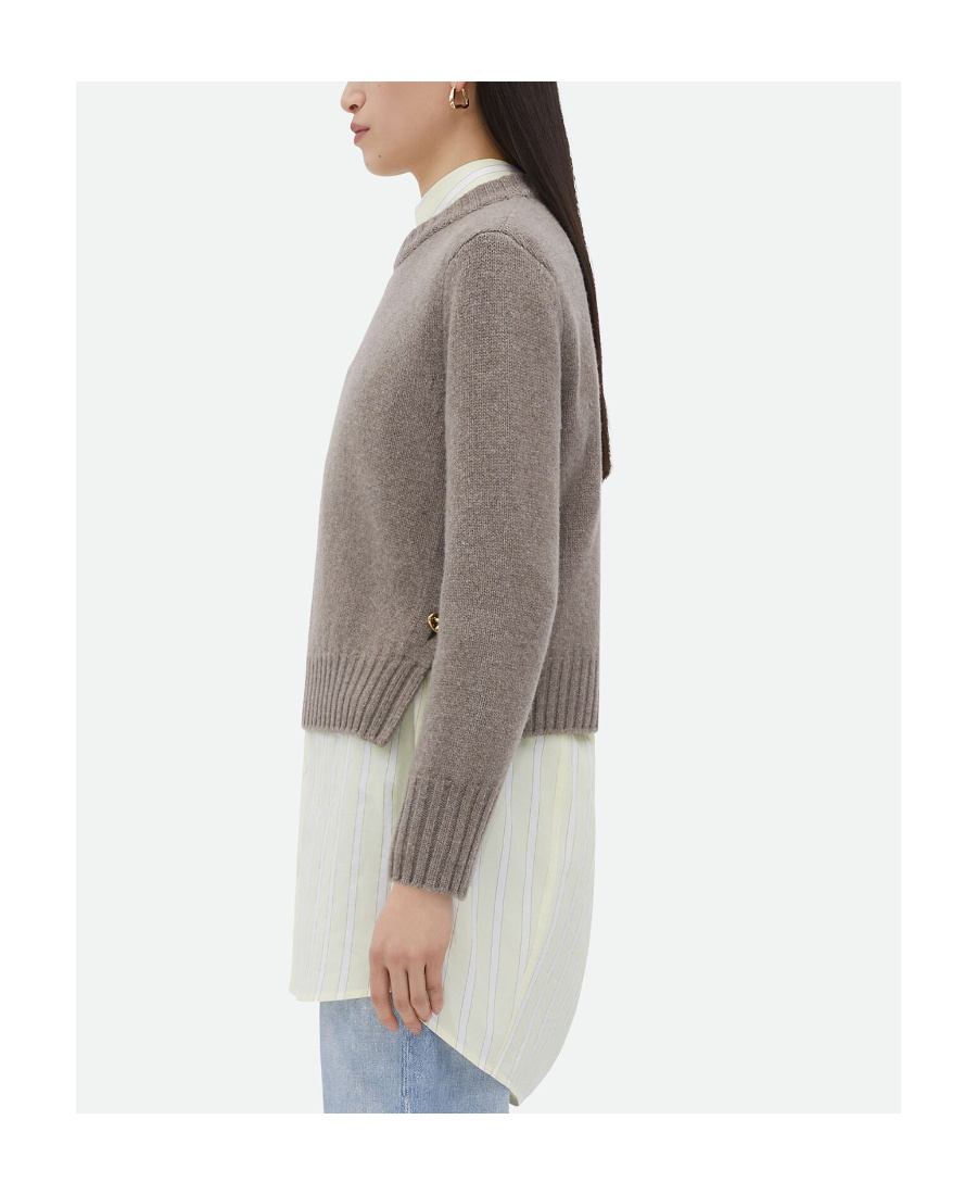 Bottega Veneta Round-neck Long-sleeved Sweater In Gray