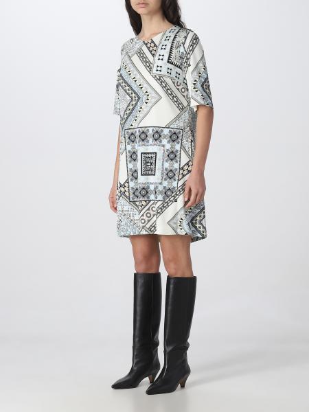 Etro Geometric Pattern Knee-length Dress With Short Sleeves In Multicolor
