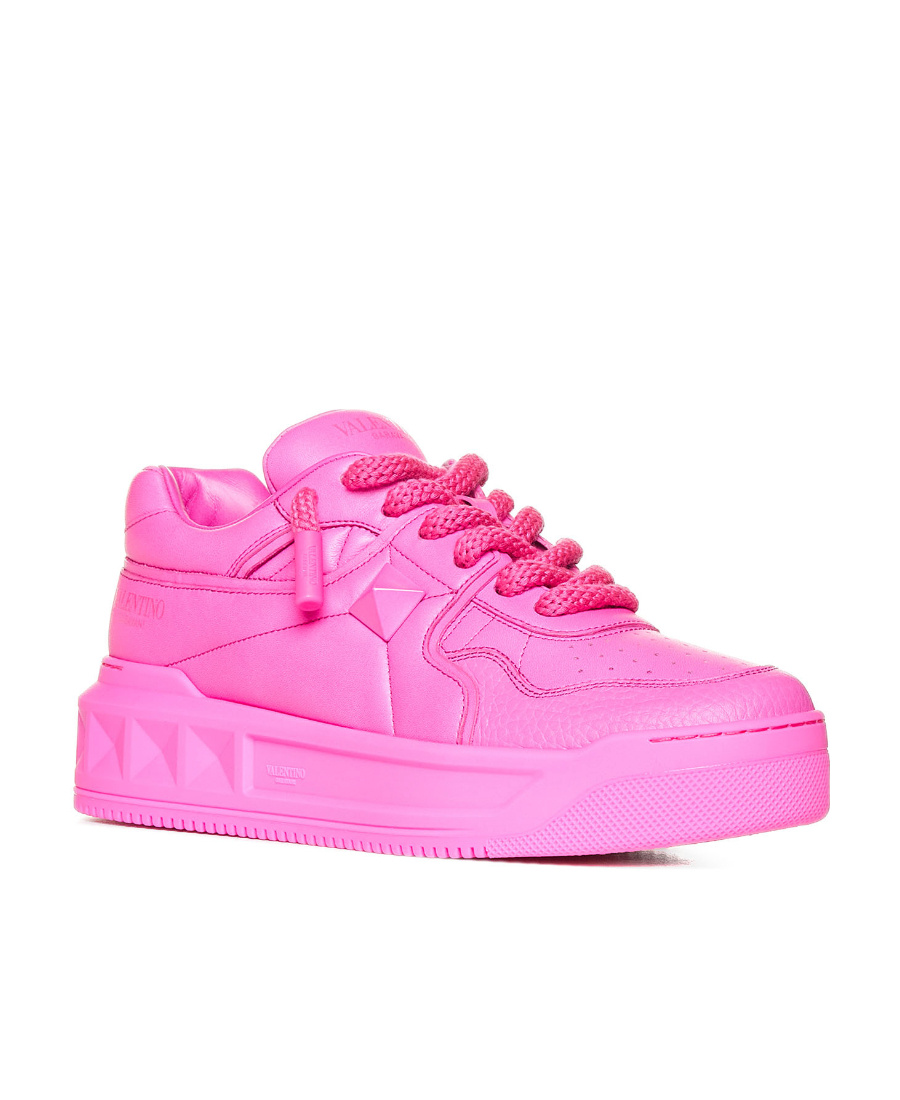 Valentino Garavani Man Sneakers Fuchsia Size 9 Leather In Pink
