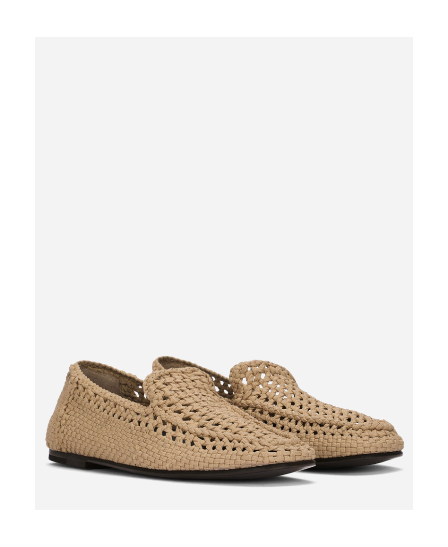 Dolce & Gabbana Crocheted Loafers In Nude