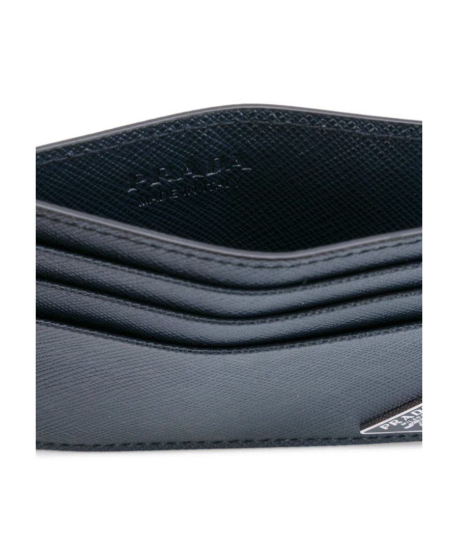 Prada Triangle-logo Leather Cardholder In Black