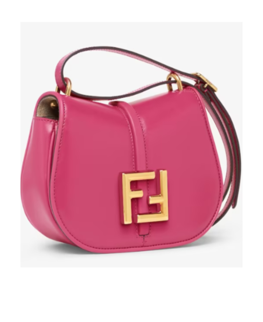 Fendi Blue Denim-effect Ff Jacquard And Brown Leather Bag In Pink
