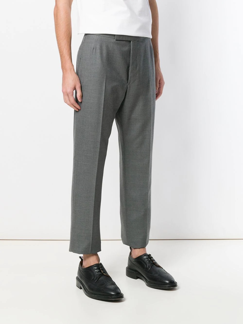 Thom Browne Backstrap Cropped Tailored Trousers In Black