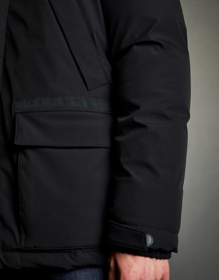 Fay Caban Hooded Down Jacket In Black