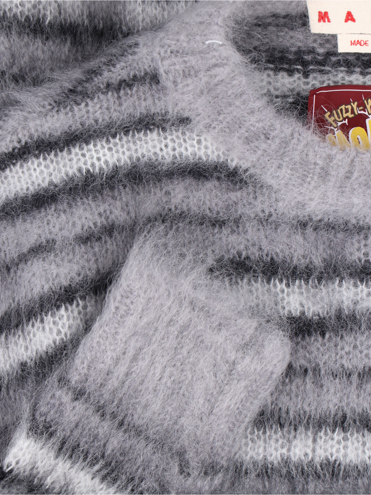 Marni Gray Fuzzy Wuzzy Striped Sweater In Gray
