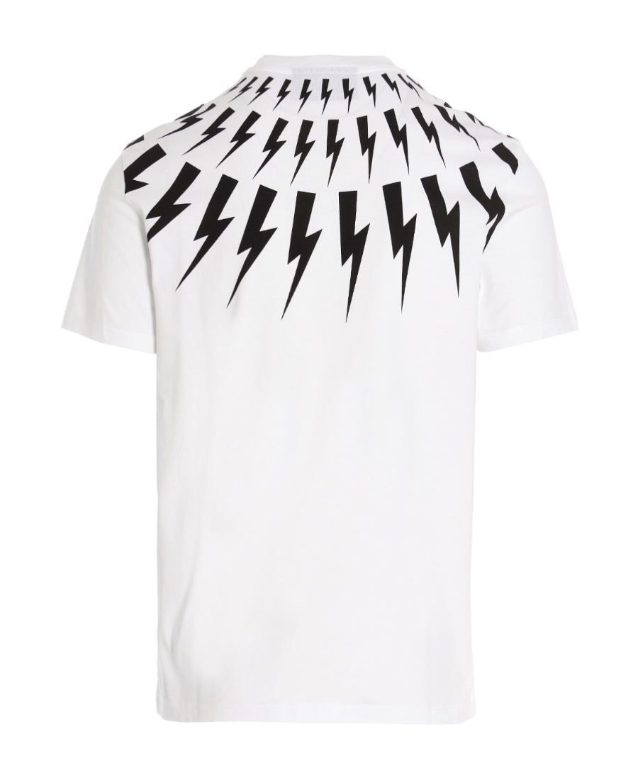 Neil Barrett Slim Fit Fairisle Thunderbolt Crew-neck T-shirt In White