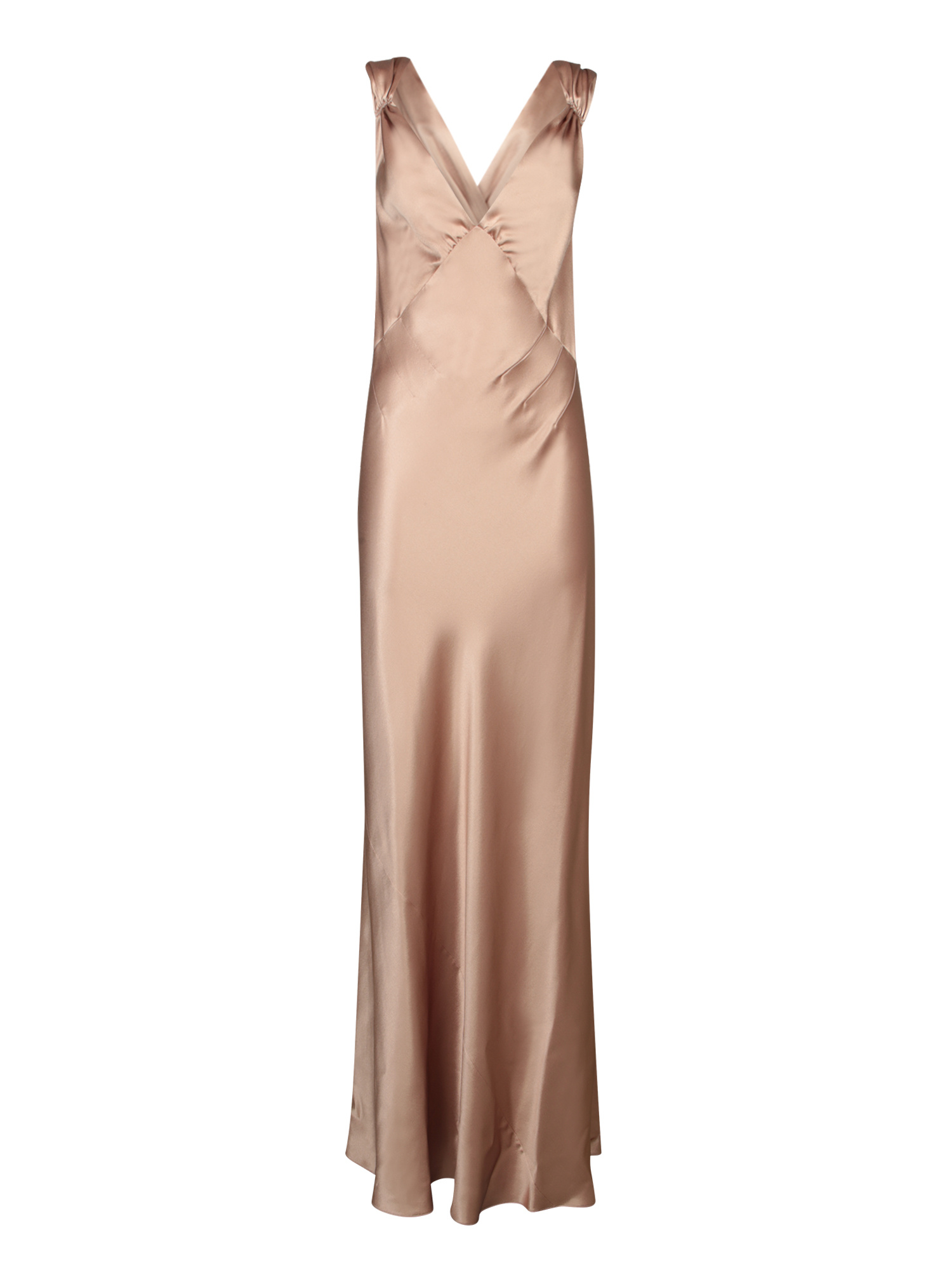 Saint Laurent Silk Satin Long Dress In Rose Des Sables