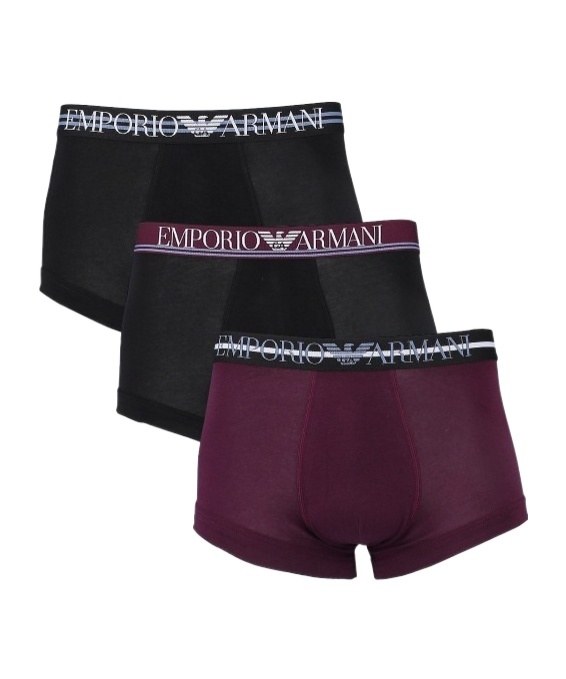Emporio Armani Three-piece Suit Of Logo Underwear In Black