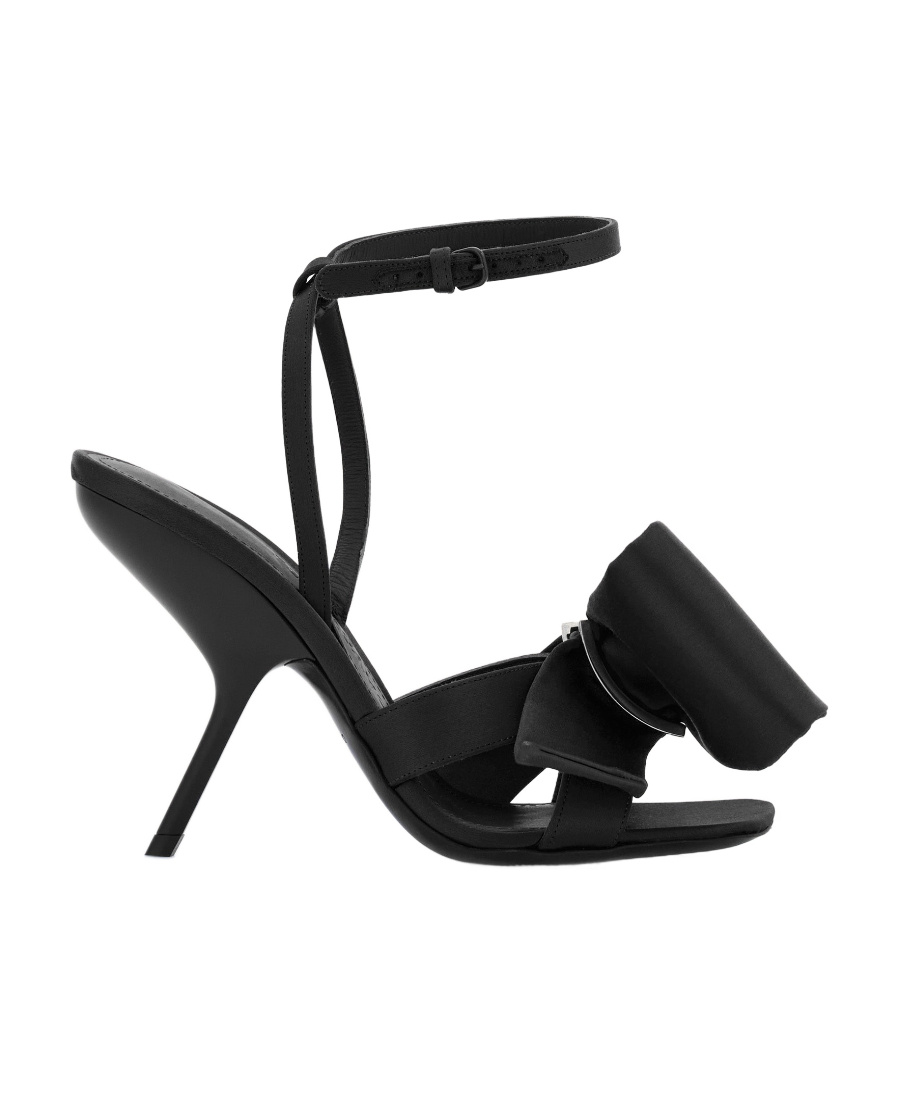 Ferragamo Heel Sandals With Bow Detail And Open Toe In Black