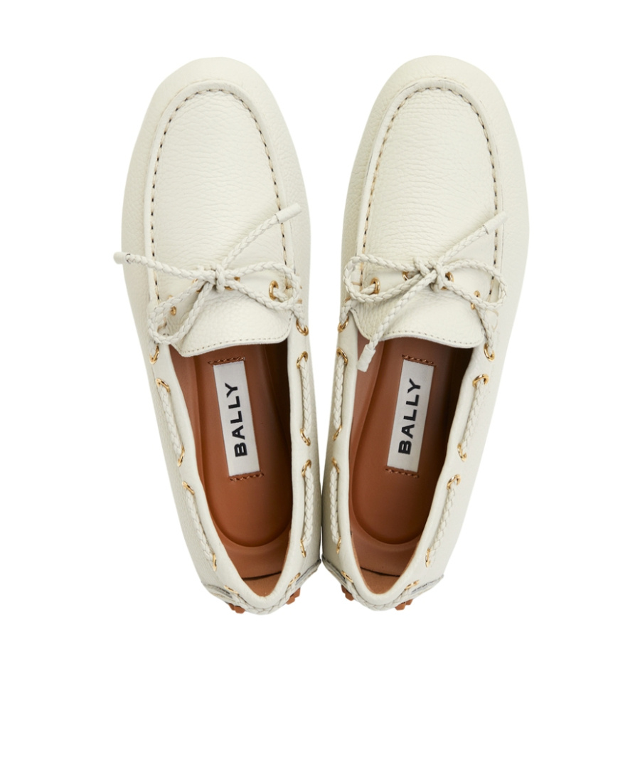 Bally Round-headed Flat Shoes In White